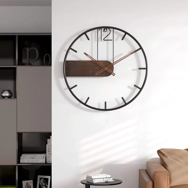 Stahl WalnussWanduhr ModerneEleganzundPrazision4