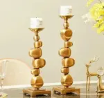 Stone Stack Alloy Candle Holder Decorfaure