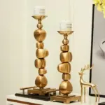 Stone Stack Alloy Candle Holder Decorfaure