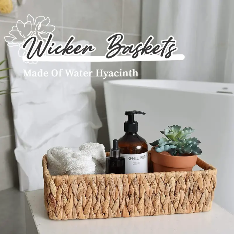 Storage Basket Wicker Basket Gift basket Bathroom Handwoven Wicket Storage Holder Organizer Cosmetic Storage Box Stationery