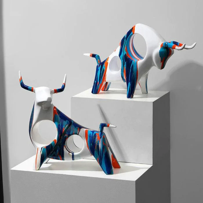 Street Graffiti Bull Sculptures - Homeko