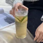 StripeGlassCupwithLidandStraw Homeko3
