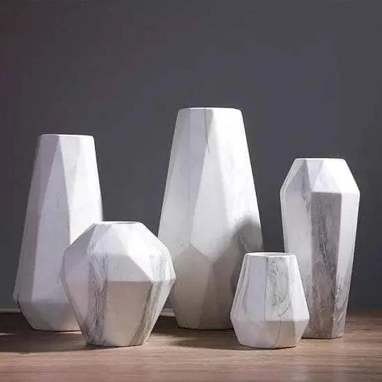 Stunning Marble Geometric Flower Vase Adorn Your Space In Style 0