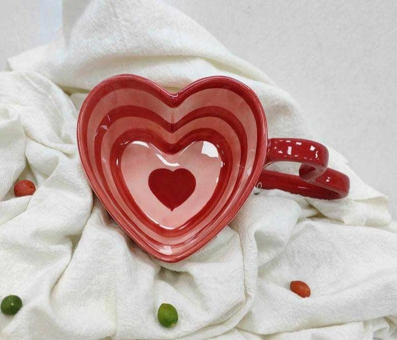 Sweet Ceramic Heart Shaped Mug - ISTANBULLU LTD