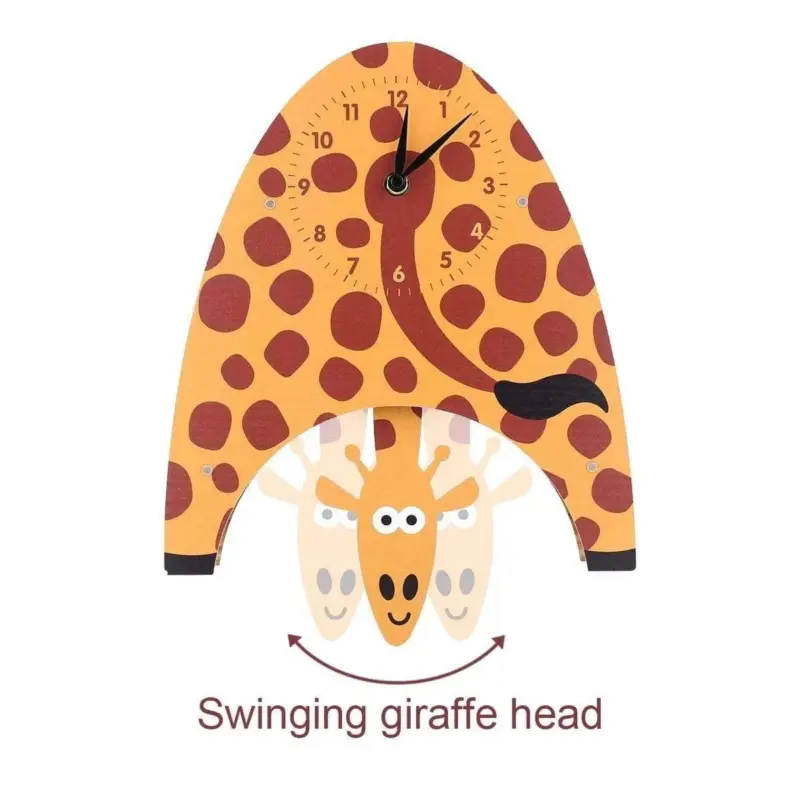 Swinging Giraffe Kids Bedroom Wall Clocks Fun and Whimsical Decor