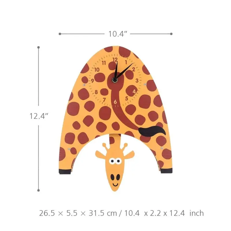 Swinging Giraffe Kids Bedroom Wall Clocks Fun and Whimsical Decor