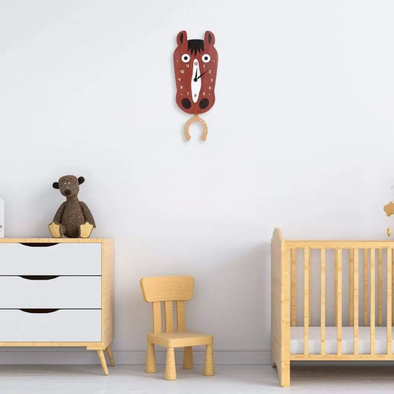 Swinging Horse Kids Bedroom Wall Clocks Fun and Whimsical Decor
