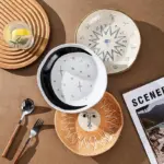 T89gUnique Hand Painted Pottery Sun Moon Constellation Deep Plates Vintage Handmade Ceramic Dinner Serving Dishes Kitchen