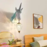 TChmNordic Wandlamp Kristallen Beugel Schans Voor Kinderen Huis Interieur Verlichting Meisje Slaapkamer Bed Woonkamer Hars Wandlamp
