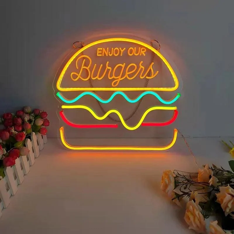 Tacos Hamburger Pizza Hot Dog Neon Sign Night Light Burger Wall Hanging Led Restaurant Burger Shop 7e450ef1 1db8 42dc 8968 B3b9ee513713