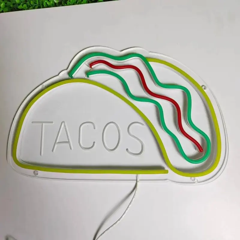 Tacos Hamburger Pizza Hot Dog Neon Sign Night Light Burger Wall Hanging LED Restaurant Burger Shop 9cab660b d765 4d2d afd6 a38fc5d67e86