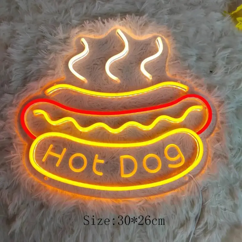 Tacos Hamburger Pizza Hot Dog Neon Sign Night Light Burger Wall Hanging LED Restaurant Burger Shop a47edf19 ce17 40c3 bca2 2147e5f5ae58