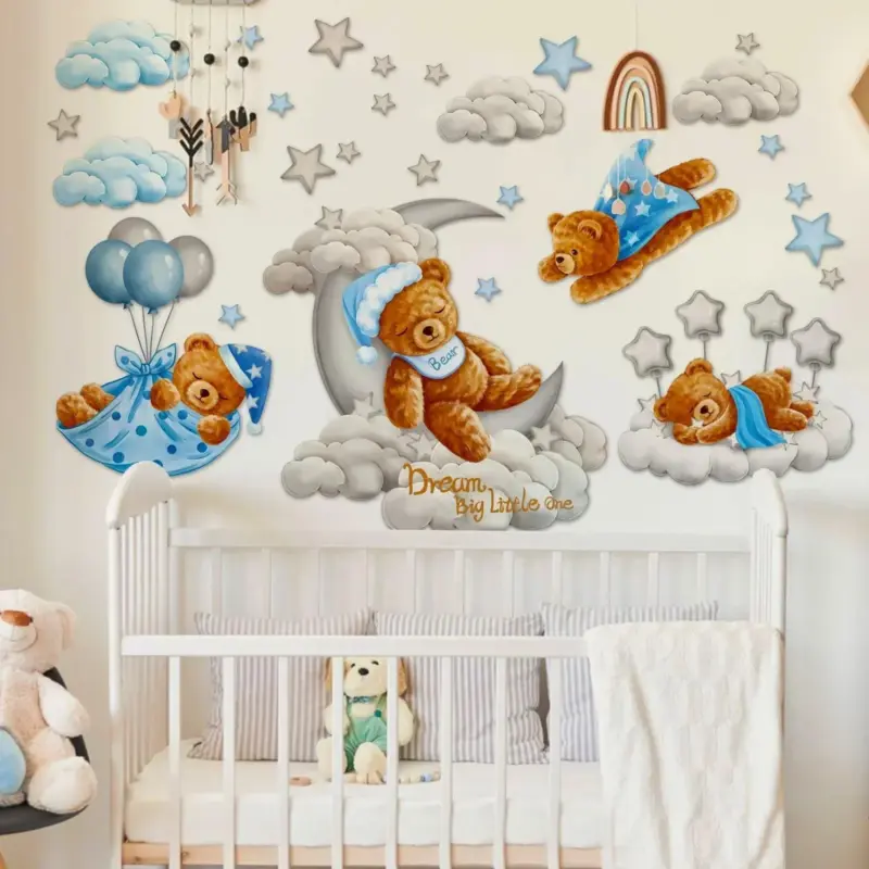Tedy Beer Maan Sterren Muurstickers Muurstickers Kinderkamer Decor Voor Kinderen Baby Jongen Kamer Slaapkamer Woonkamer Speelkamer.jpg d1139259 00be 4fe5 b919 95d0c4e84a8d