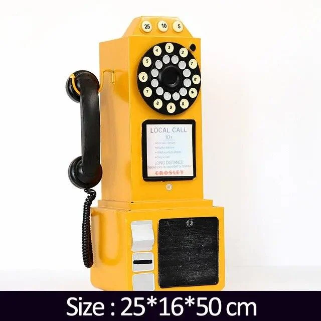 Telephone Model Vintage Metal Ornament European Photo Props Sculptures and Statues - Homeko
