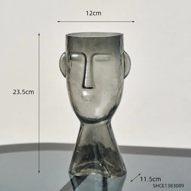 Transparent Face Glass Vase - Homeko