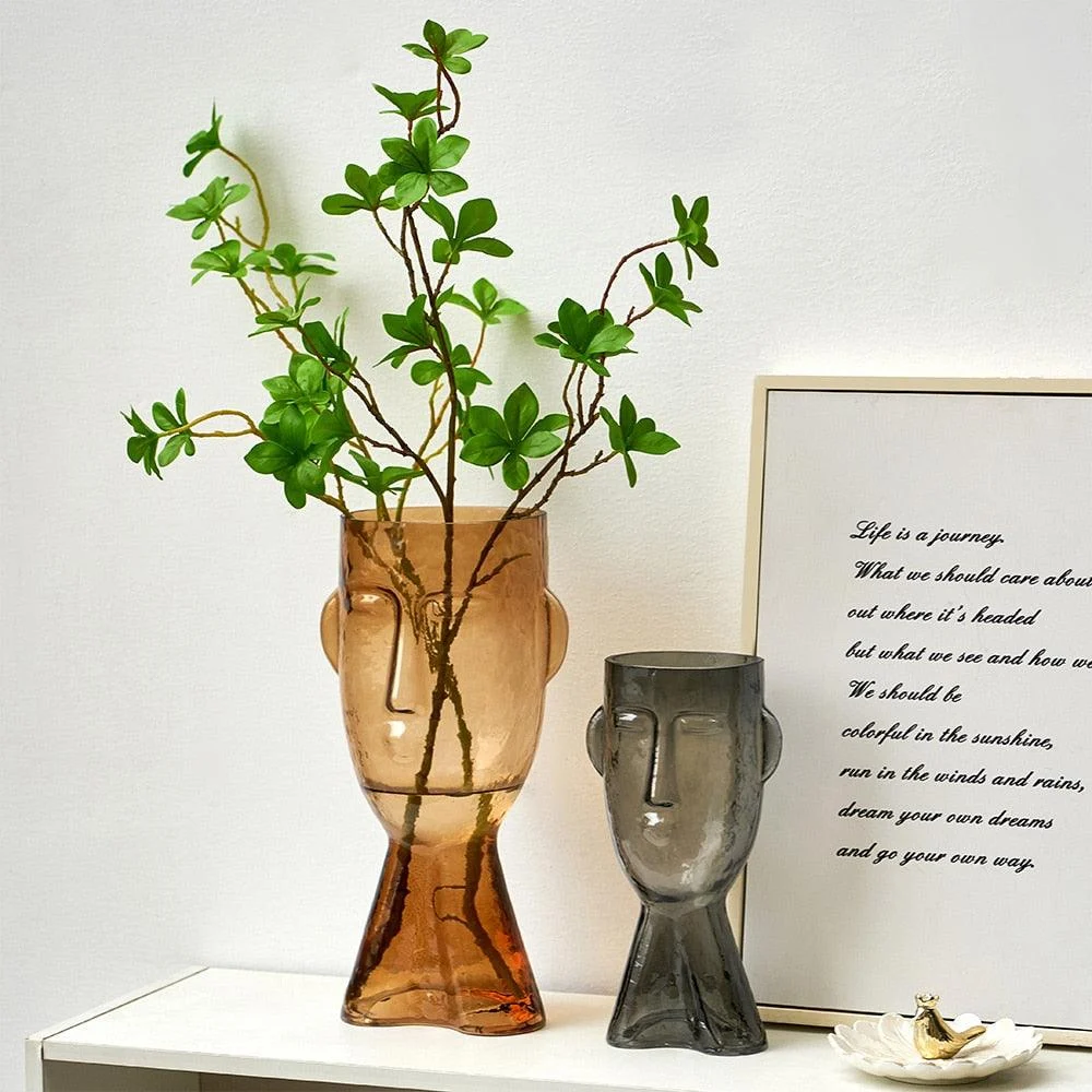 Transparent Face Glass Vase - Homeko