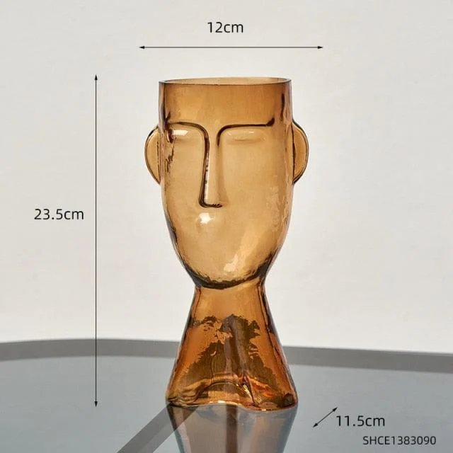 Transparent Face Glass Vase - Homeko