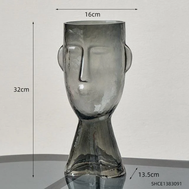 Transparent Face Glass Vase - Homeko