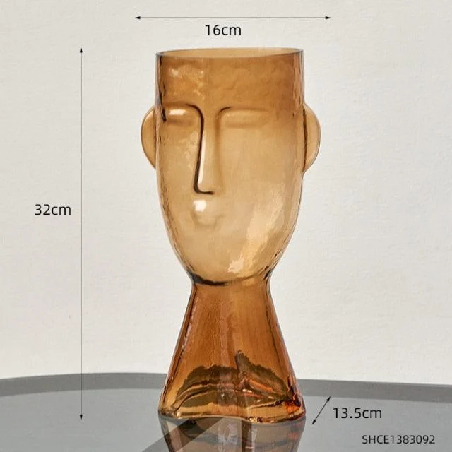 Transparent Face Glass Vase - Homeko