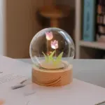 Tulip Flower Night Light With Glass Cover Handmade DIY Bedside Light LED Night Lamp Table Desk 14886d98 eb39 4641 b5e8 2f11a28ec8c2