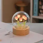 Tulip Flower Night Light With Glass Cover Handmade DIY Bedside Light LED Night Lamp Table Desk 64f25115 ef0f 44b4 a232 642891bcf29f