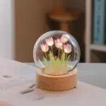 Tulip Flower Night Light With Glass Cover Handmade DIY Bedside Light LED Night Lamp Table Desk c473595c 21f9 4344 a0d0 31ef84efc6b8