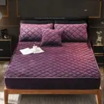 Velvet Thicken Quilted Mattress Cover Solid Color Quilted Bed Fitted Sheet Queen King Double Bed Cover.jpg 640x640