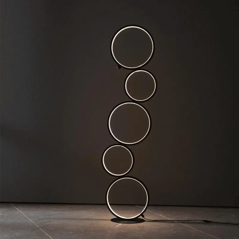 Vertical Five Rings Floor Lamp Unique Modern Lighting for Home Decor