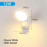 Vierkante Ronde Led Wandlamp Pir Bewegingssensor Waterdichte Buitentuinlamp 12W AC85 265V Wandkandelaar Portieklicht.jpg 640x640 49ffc012 124e 47f0 9a97 360a185d13d5