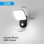 Vierkante Ronde Led Wandlamp Pir Bewegingssensor Waterdichte Buitentuinlamp 12W AC85 265V Wandkandelaar Portieklicht.jpg 640x640 edb34130 c4da 4e73 9bb3 294df0ea77c7