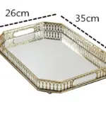 Vintage European Mirror Glass Metal Storage Tray Gold Rectangle round Fruit Plate Desktop Small Items Jewelry 1 d5e26b3e 7fc1 4990 aca9 05d6b10a6bb9