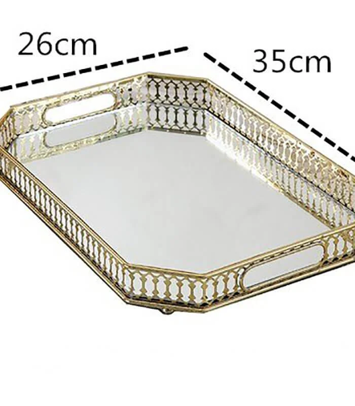 Vintage European Mirror Glass Metal Storage Tray Gold Rectangle Round Fruit Plate Desktop Small Items Jewelry 1 D5e26b3e 7fc1 4990 Aca9 05d6b10a6bb9 1