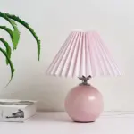 Vintage Geplooide Tafellamp Voor Slaapkamer Woonkamer Eetkamer Met E27 Lamp Keramische Base Au Us Eu Uk