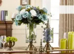 Vintage Glass Vase with Metal Base Decorfaure