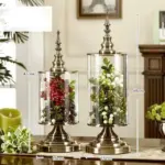 Vintage Glass Vase with Metal Base Decorfaure