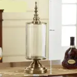 Vintage Glass Vase with Metal Base Decorfaure