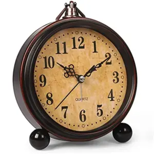 Table Clock - Alarm Clock - Vintage Design - Battery Powered - For Bedroom/Bedside Table - 18x13cm