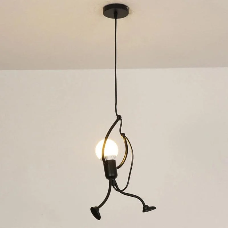 Vintage Ijzeren Kleine Man Moderne Kunst Kroonluchter Led Plafondlamp Huis Woonkamer Kinderen Slaapkamer Decor Zwart E27.jpg 60869d62 7894 43a8 89be 606852832671