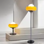 Vintage Oranje Floor Light Woonkamer Glas Schaduw Hoek Vloer Lamp Home Decor Led Verlichting Slaapkamer Stand