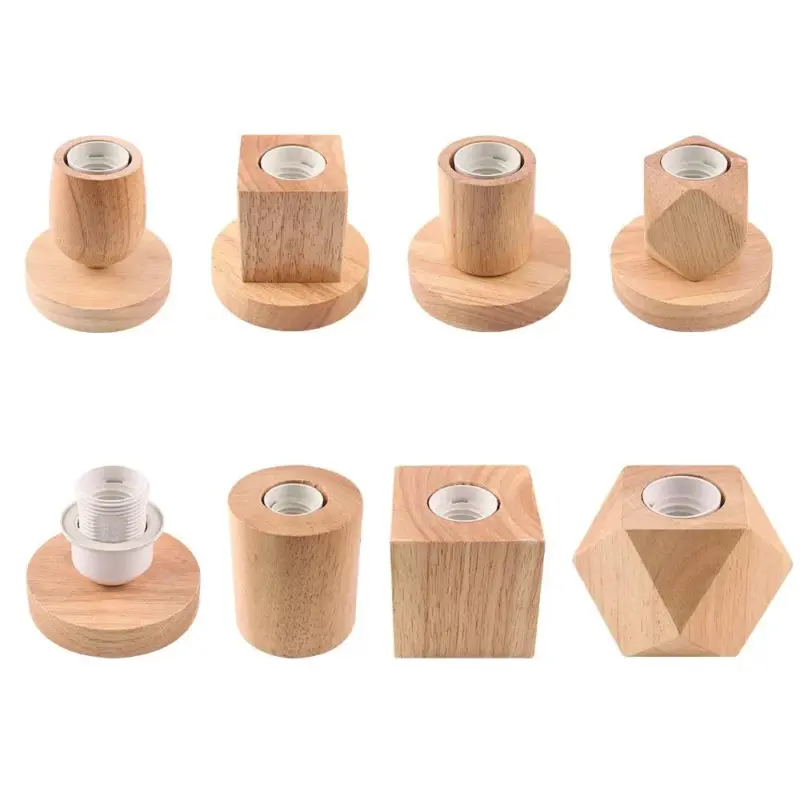 Vintage Table Lamp Base E27 Socket Wooden Beside Desk Lamp Holder EU Plug Retro Wood Decoration 6a3b3994 2d31 4c97 958d bfb7b43a4934