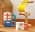 VintageCeramicFlowerCloudStripedCoffeeMugs