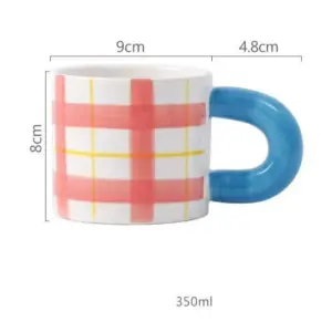 Vintage Ceramic Flower Cloud Striped Coffee Mugs - ISTANBULLU LTD