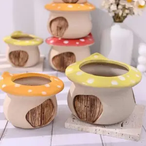 Vintage Ceramic Mushroom Planter Pot - ISTANBULLU LTD