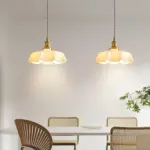 VintageFrenchFrillyOpaqueGlassPendantLightwithruffleddrapedshape Homdiy