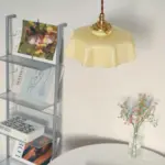 VintageFrenchFrillyOpaqueGlassPendantLightwithruffleddrapedshape Homdiy