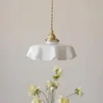 VintageFrenchFrillyOpaqueGlassPendantLightwithruffleddrapedshape Homdiy