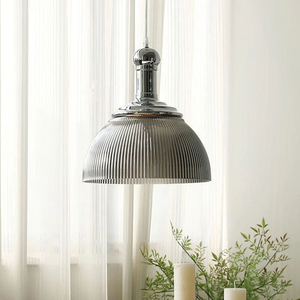 Vintageglassribbedchromependantlight 6