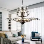 VintageGoldBlackCandleCrystalChandelierLedPendantLightingRoomDecor Homeko1