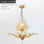 VintageGoldBlackCandleCrystalChandelierLedPendantLightingRoomDecor Homeko11