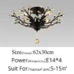 VintageGoldBlackCandleCrystalChandelierLedPendantLightingRoomDecor Homeko15